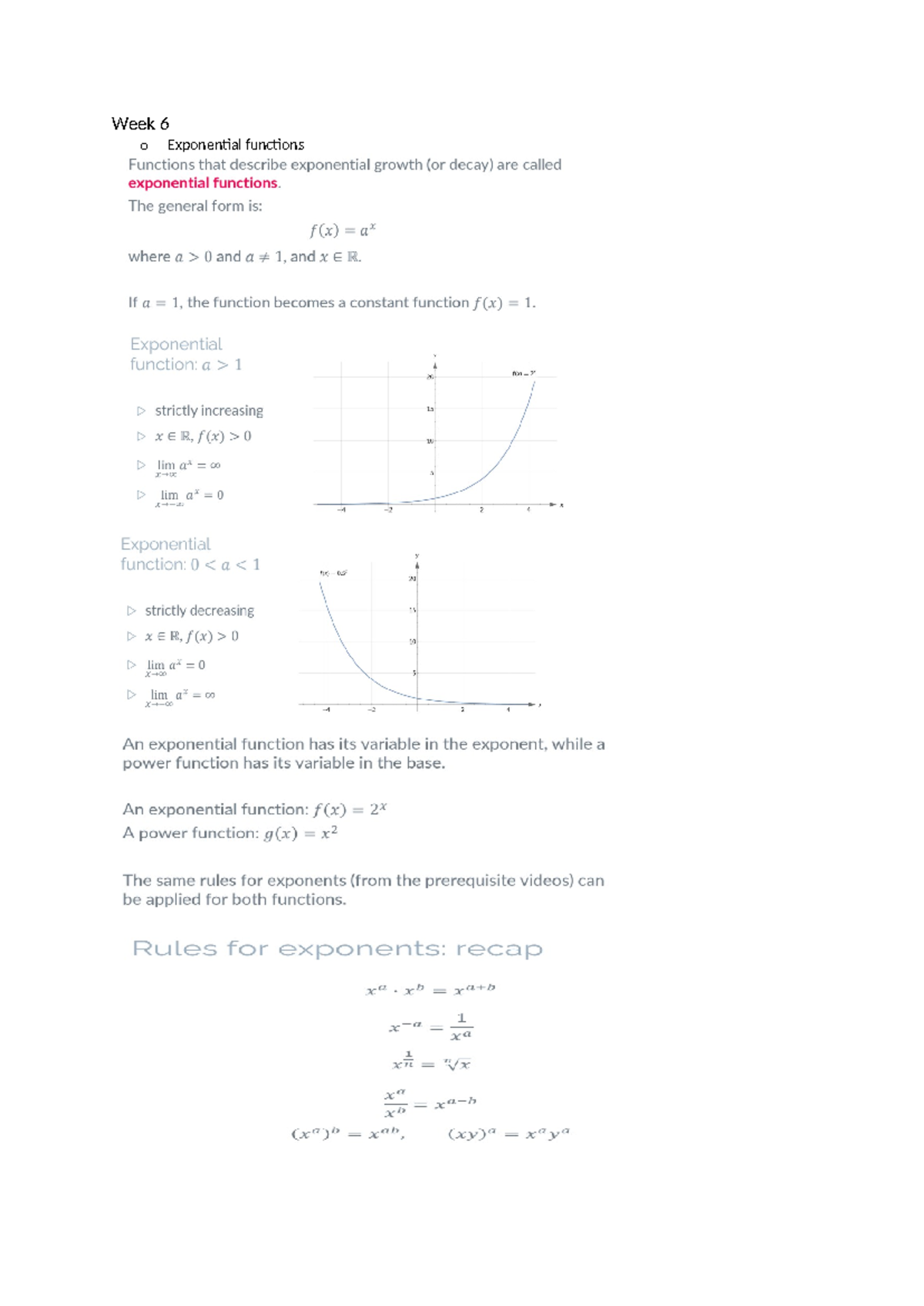 Math 101 - Endterm Notes on Exponential & Logarithmic Functions ...