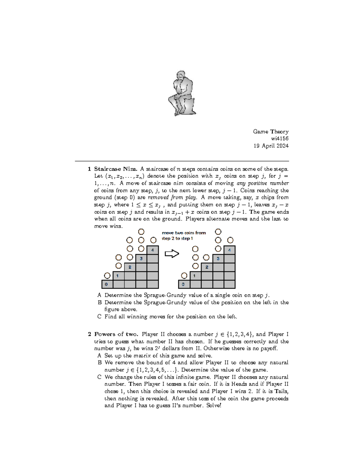 Game Theory (Course Code: GT101) Final Exam Overview - Apr 2024 ...