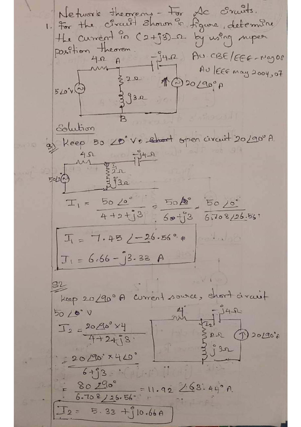 Network Theorems for AC Circuits - Superposition & Power Transfer - Studocu
