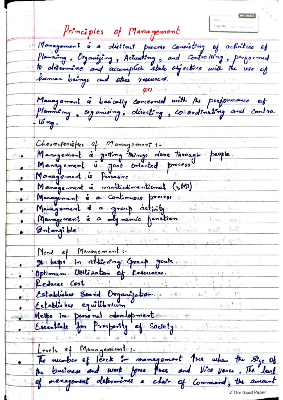 Principles of Management (MGT101) - Key Concepts and Theories - Studocu