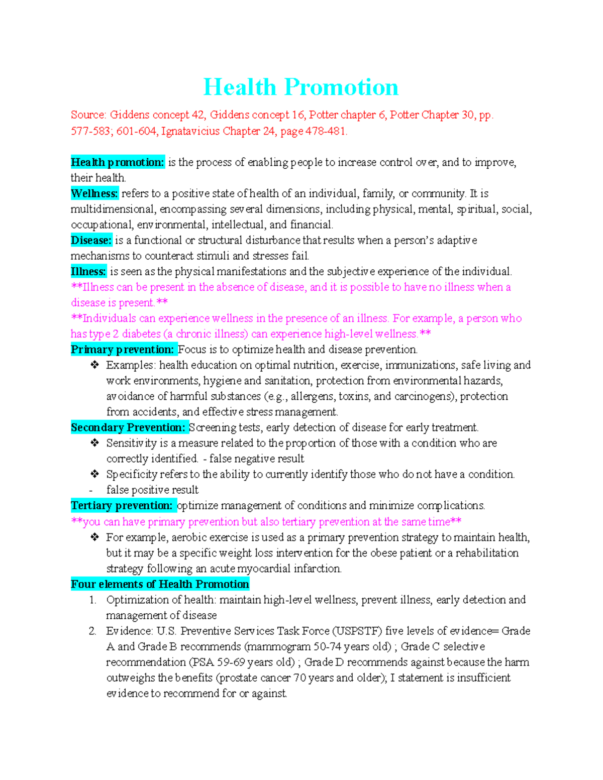 3270 Exam 2 Study Guide: Health Promotion & Key Concepts - Studocu