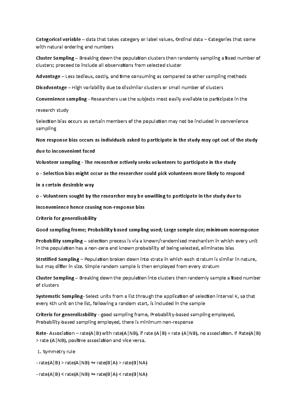 GEA Cheat sheet - Categorical variable – data that takes category or ...