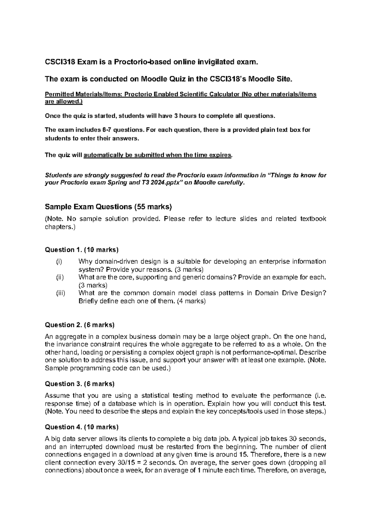CSCI318 Final Exam Review: Proctorio Online Quiz Details - Studocu