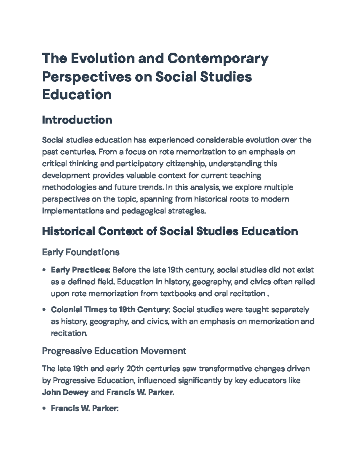 The Evolution and Contemporary Perspectives on Social Studies Education ...