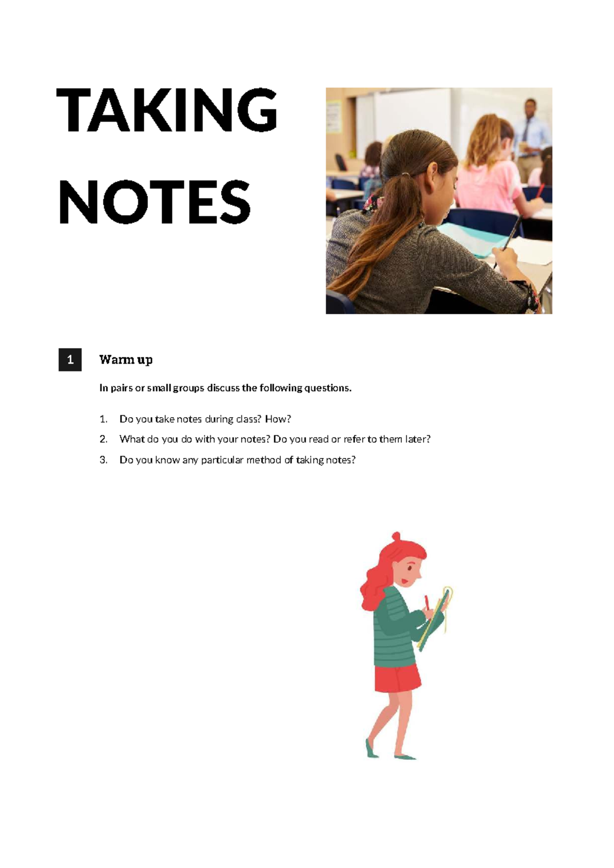 Taking Notes: Methods and Vocabulary for Effective Learning - Studocu