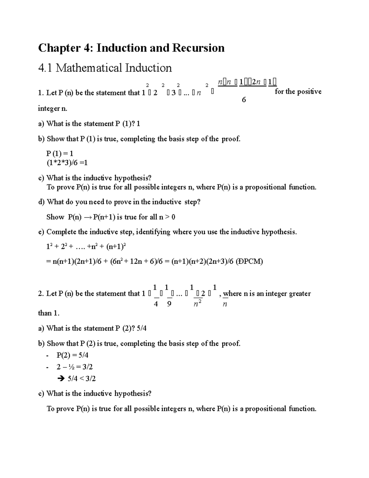 Chapter 4 La Bui Nhat Nam SE183845 - Chapter 4: Induction and Recursion ...