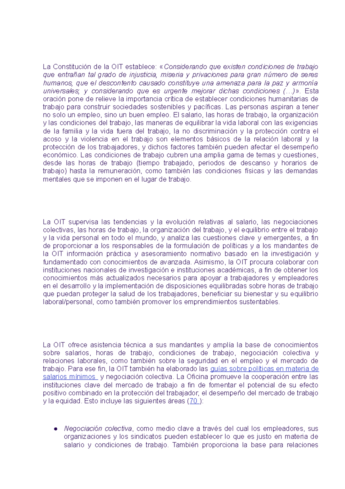 Sesión 4 - Condiciones de trabajo - La Constitución de la OIT establece ...