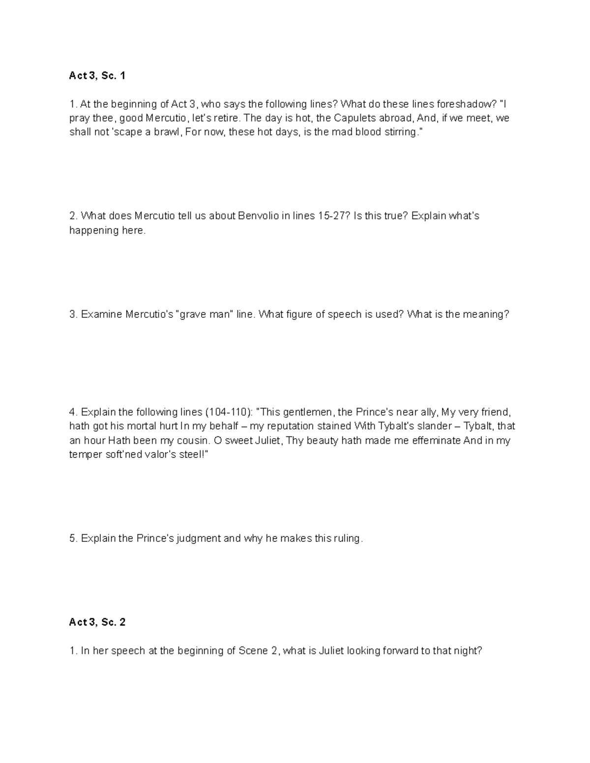 Romeo and Juliet Act 3 Study Guide and Analysis - Studocu