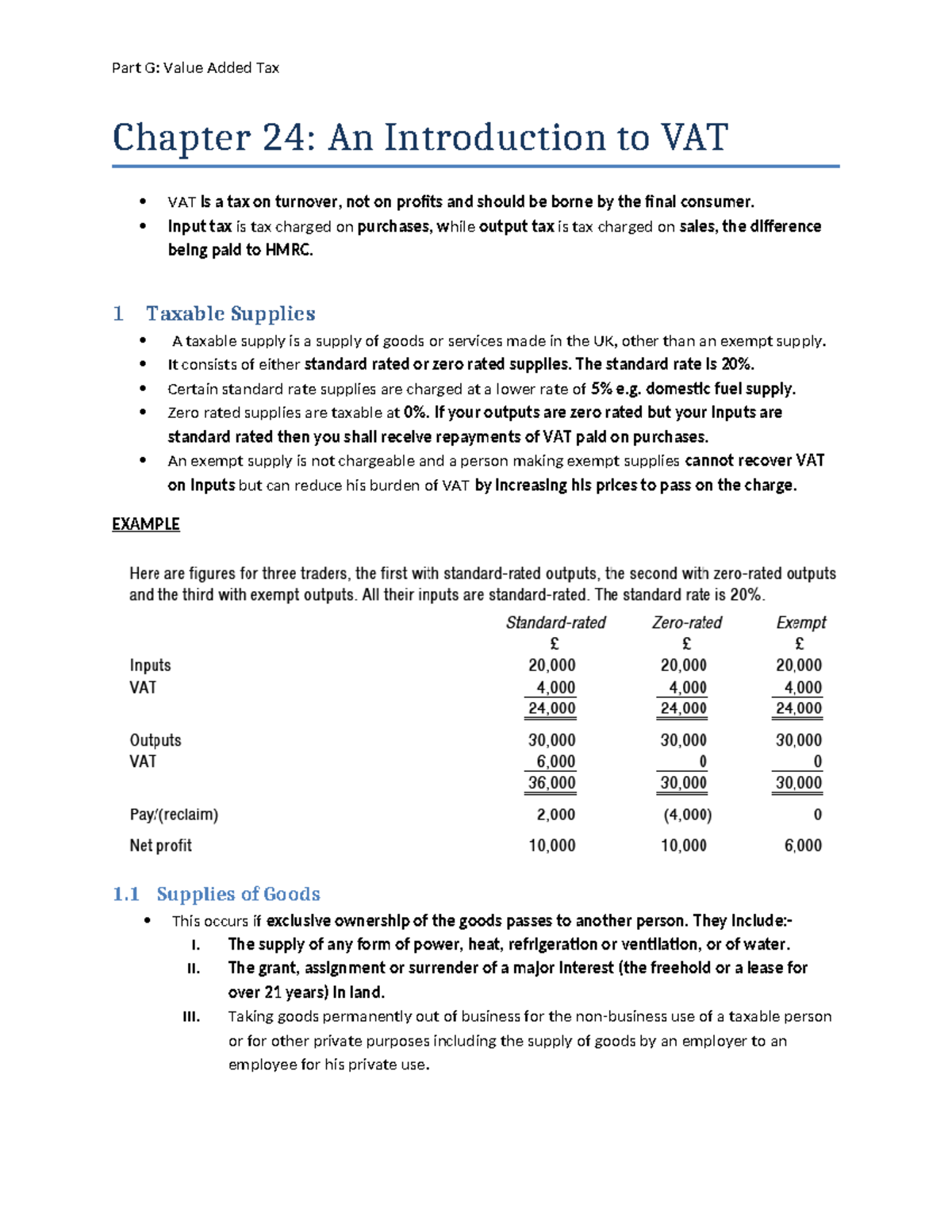 Ch. 24 VAT Overview: Key Concepts and Taxable Supplies Explained - Studocu