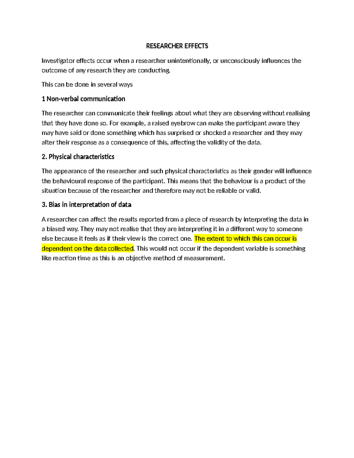 Researcher Effects: Summative Notes on Investigator Bias in Psychology ...