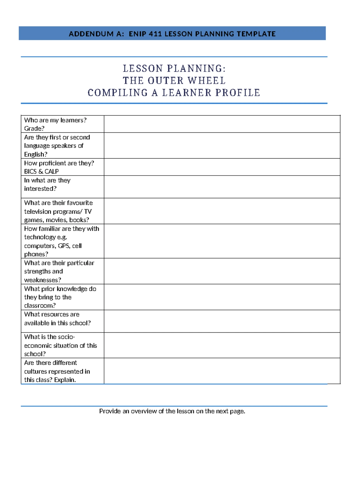 SU3: Engaged Learning Opportunities - Lesson Planning & Presentation ...