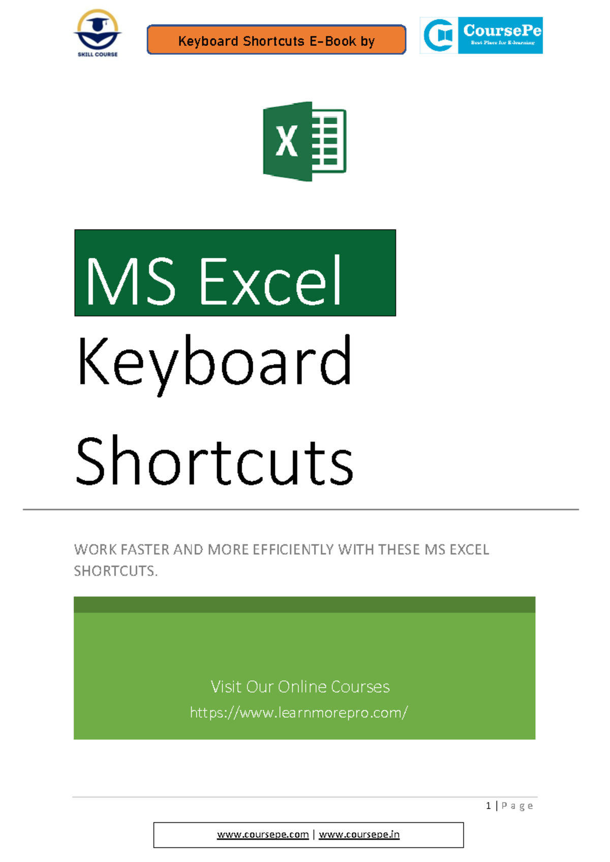 MS Excel Keyboard Shortcuts Guide - CoursePe 55771 - Studocu