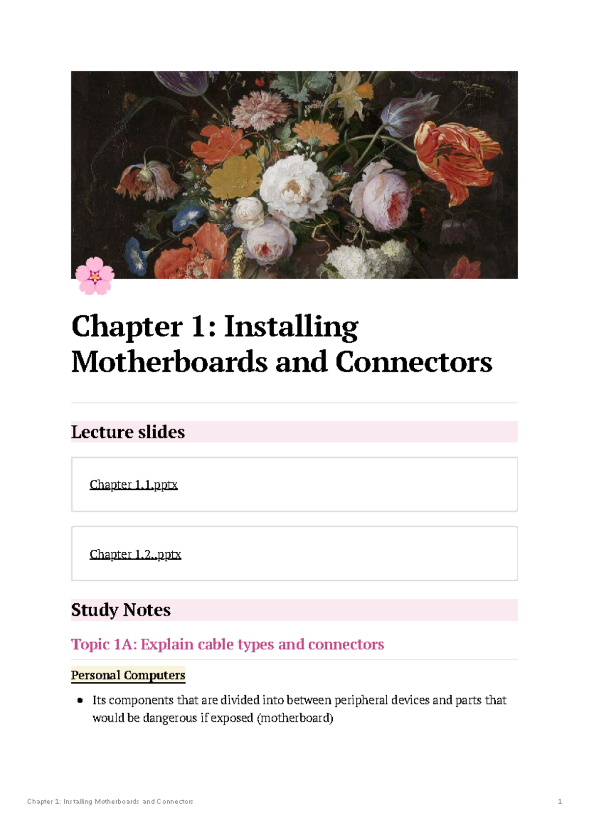 ITCNA Chapter 1: Installing Motherboards & Connectors Lecture Notes ...