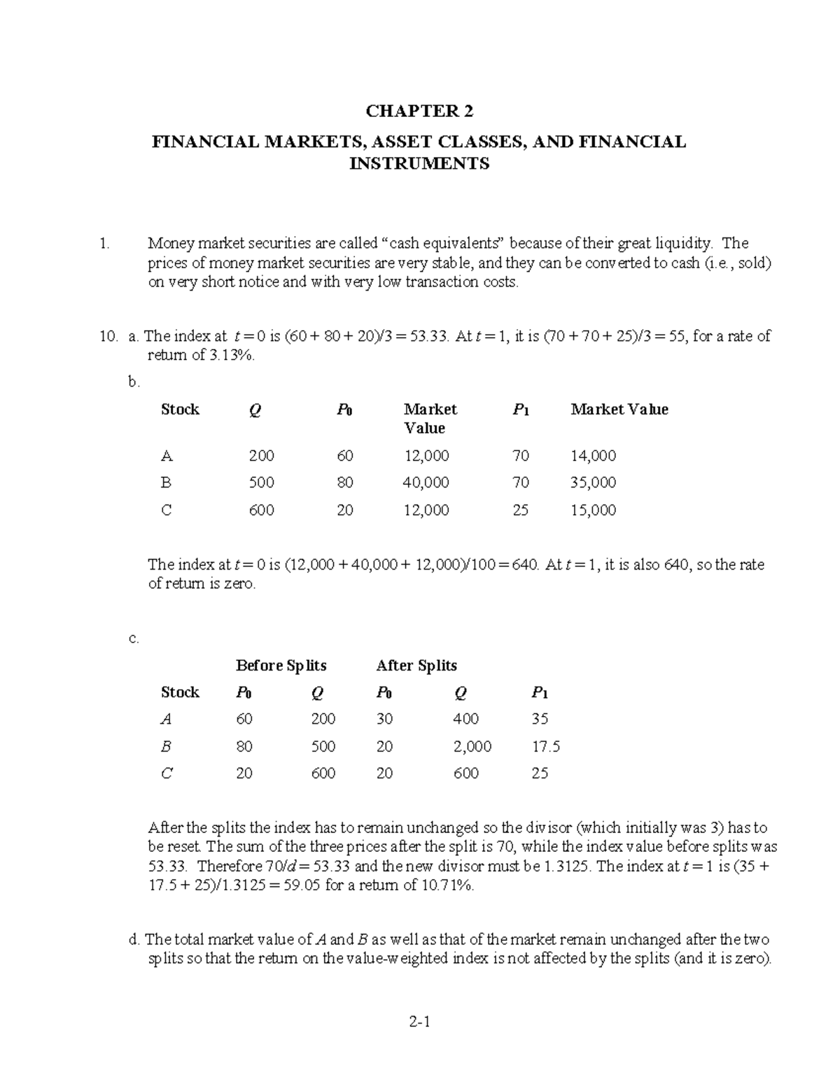Ch2-soln-324 - Lecture notes 1 - 2- CHAPTER 2 FINANCIAL MARKETS, ASSET ...