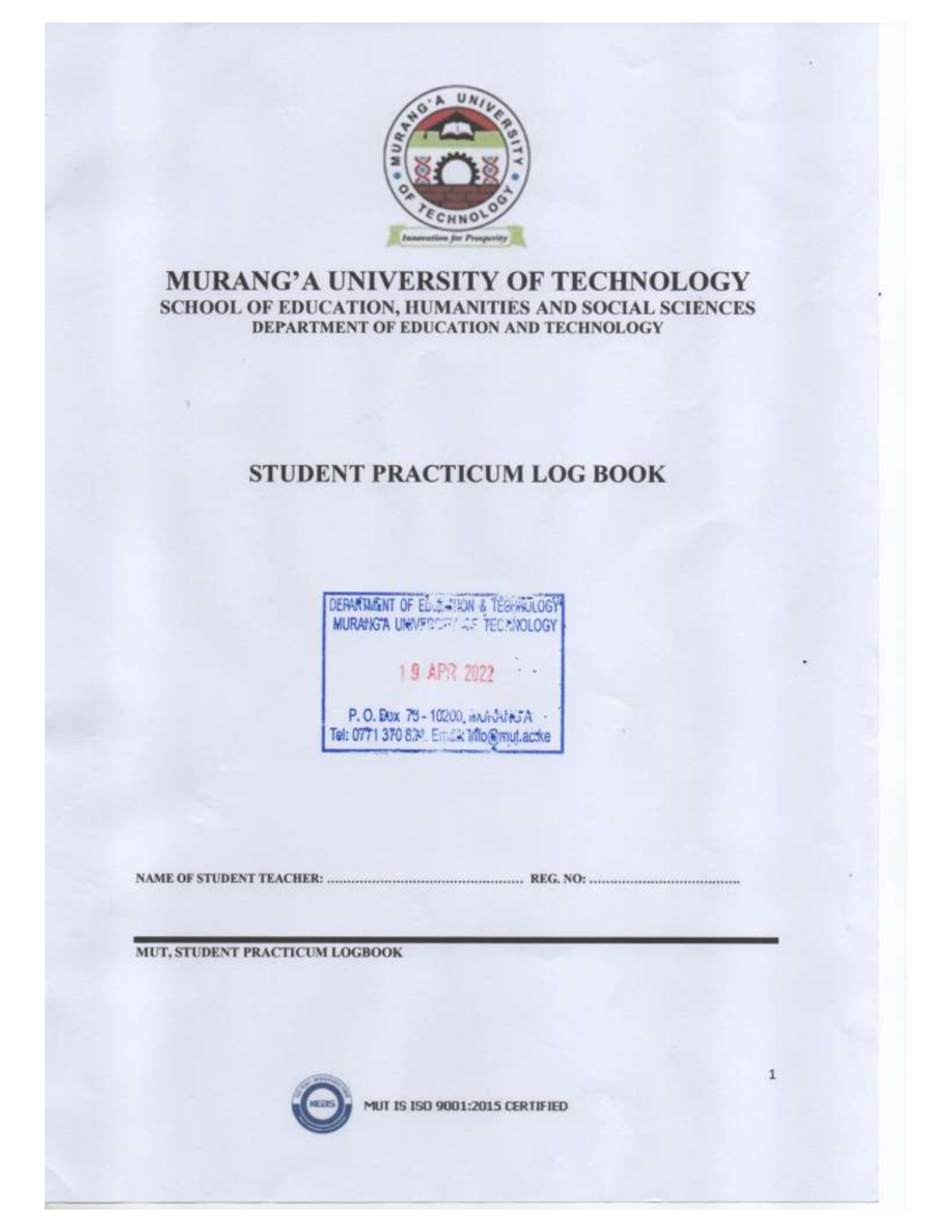 MUT Practicum Logbook - Teaching Experience - April 2022 - Studocu
