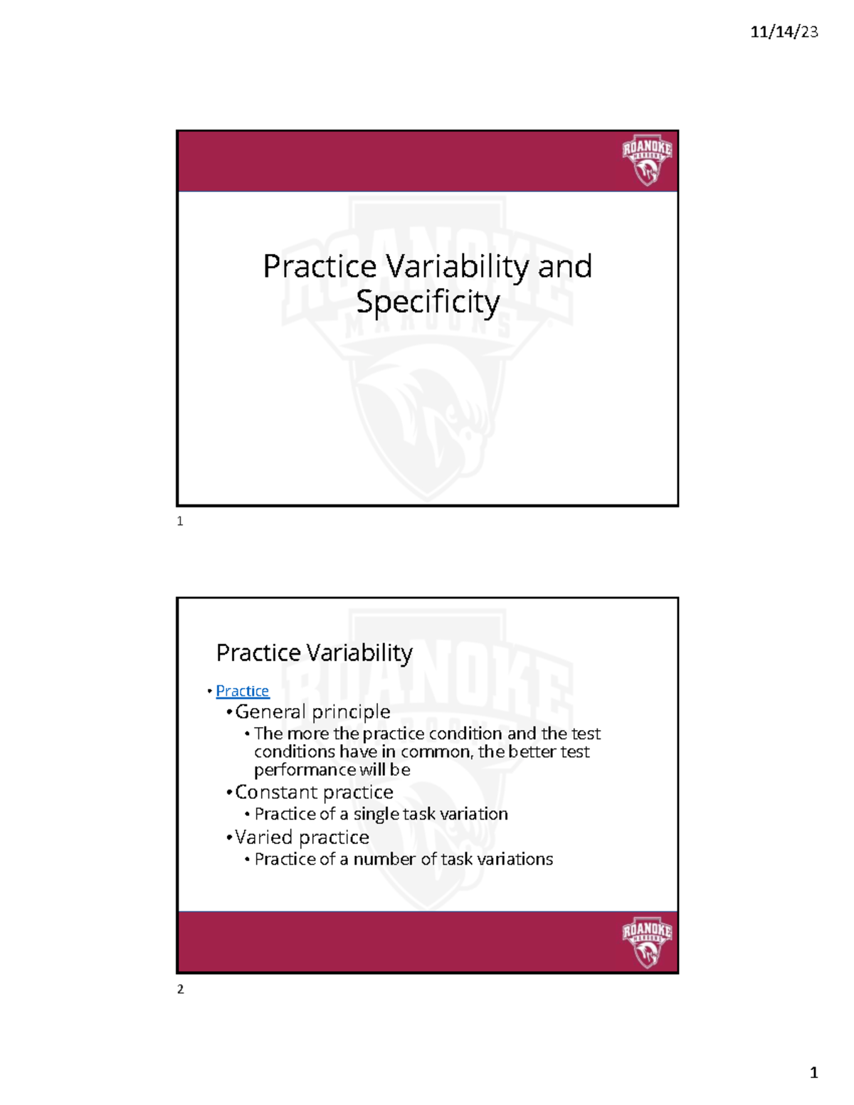 Practice Variability and Contextual Interference: Insights for Skill ...