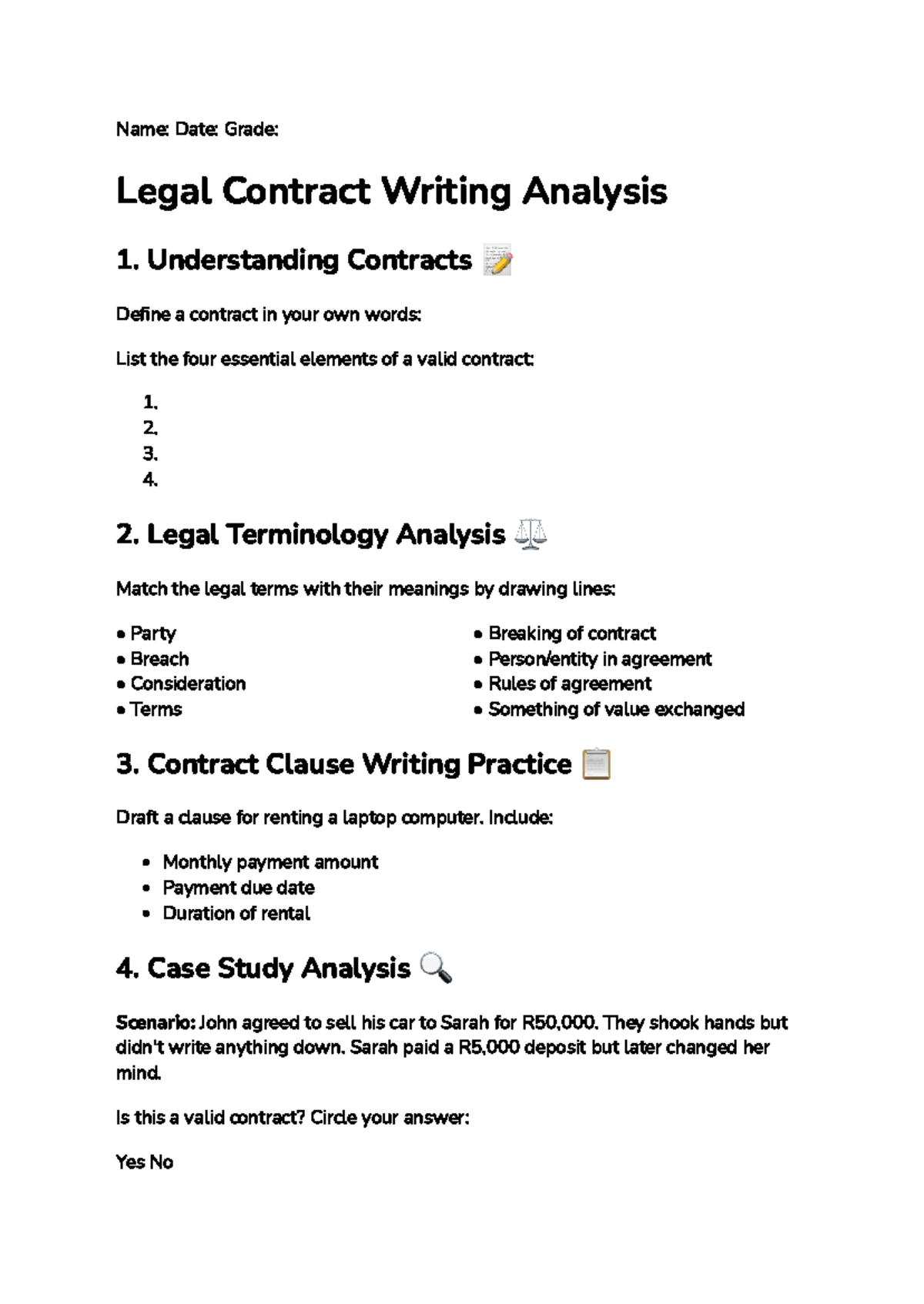 Legal Contract Writing Analysis: Key Elements & Case Study Insights ...