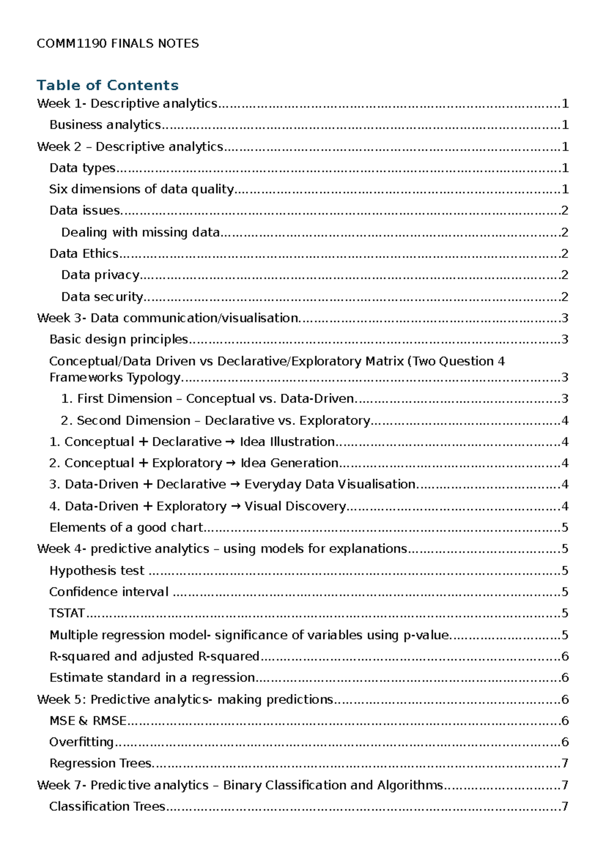 COMM1190 Final Exam Study Notes on Data Analytics and Research - Studocu