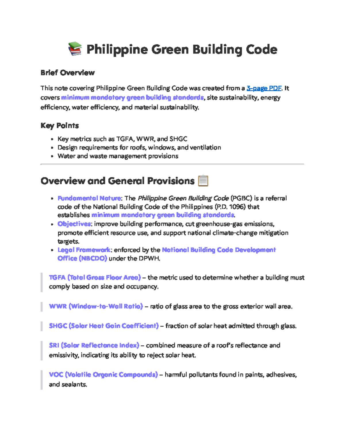 Philippine Green Building Code Seminar Notes & Standards 2 - Studocu