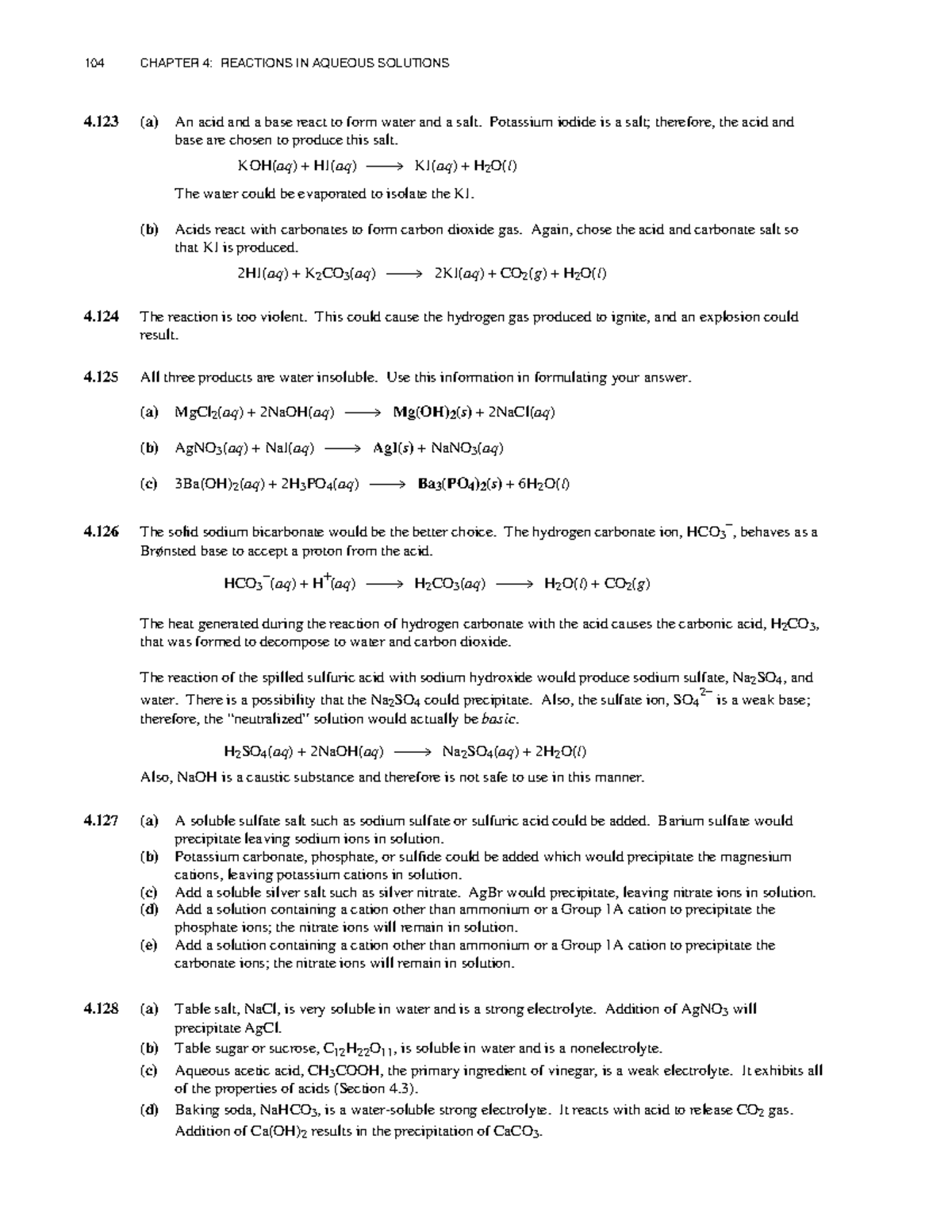 104 CHAPTER 4: Aqueous Reactions & Solutions - Chemistry Solutions ...