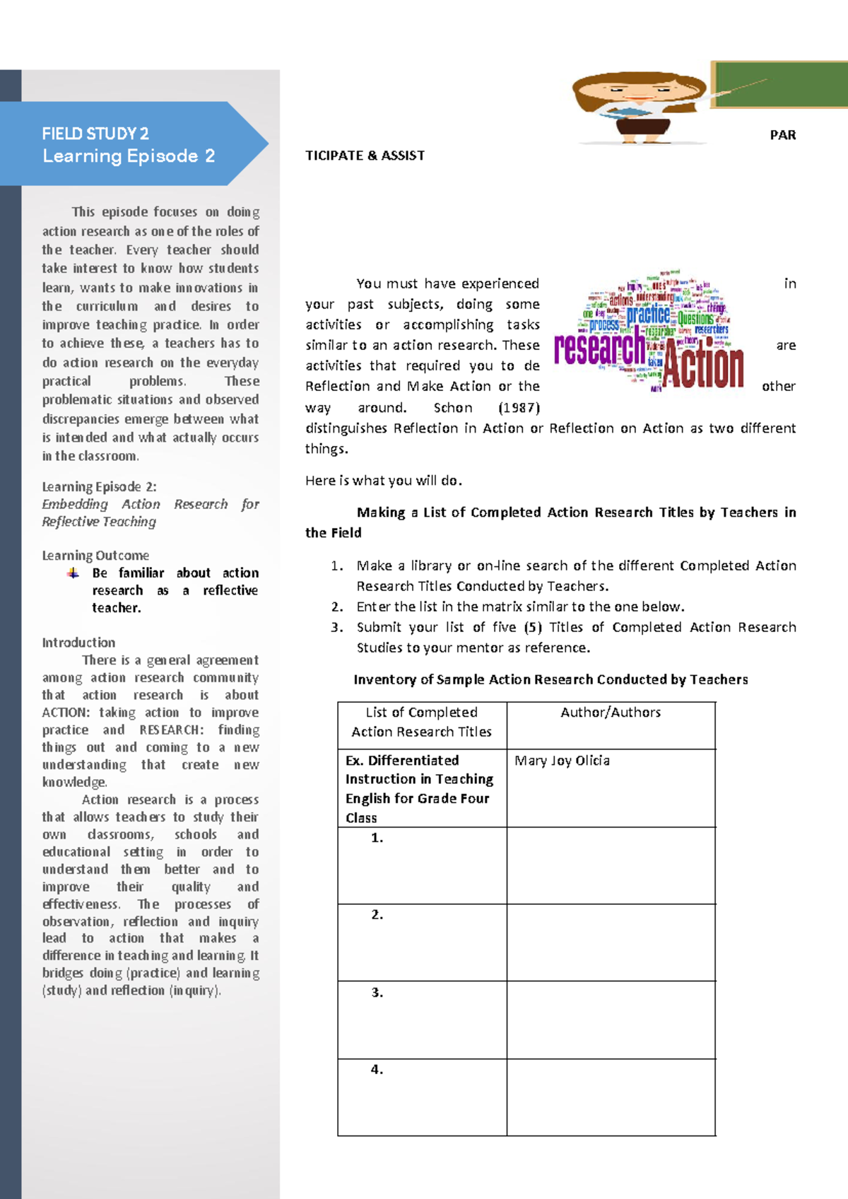 Episode 2-FS-2 - Practice Material Only - PAR TICIPATE & ASSIST You ...