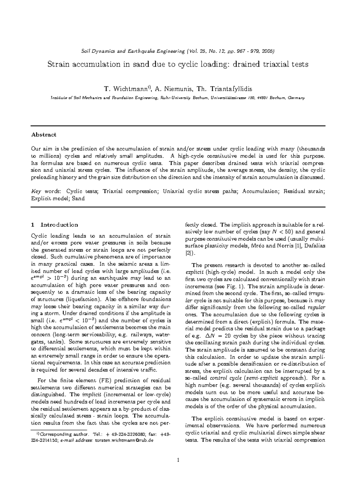 Cyclic Triaxial Compression Tests on Sand: Strain Accumulation Analysis ...