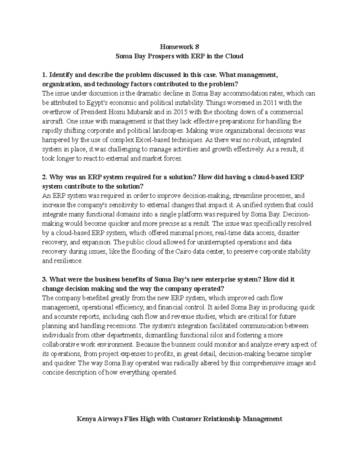 Homework 8 MIS mk - ERP & CRM Case Studies Analysis - Studocu