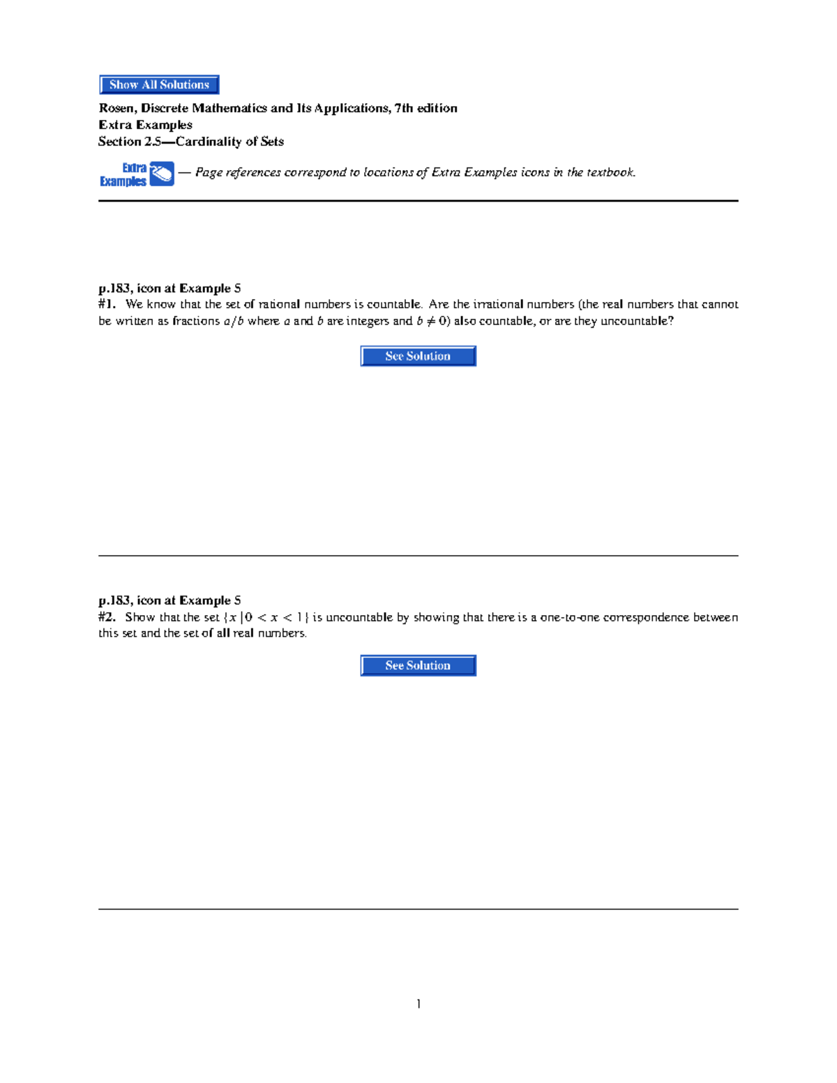 Rosen Section 2.5 Extra Examples - Rosen, Discrete Mathematics and Its ...