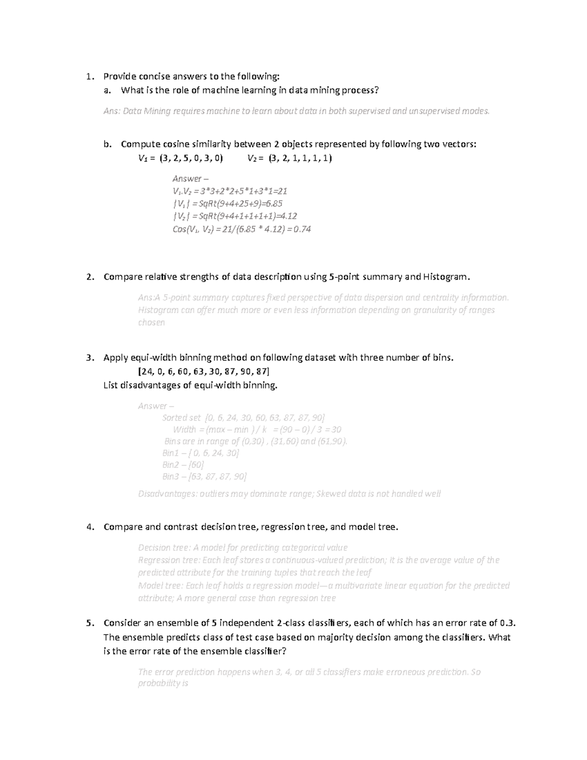 Data Mining (DM 101) Final Exam Sample Questions and Answers - Studocu