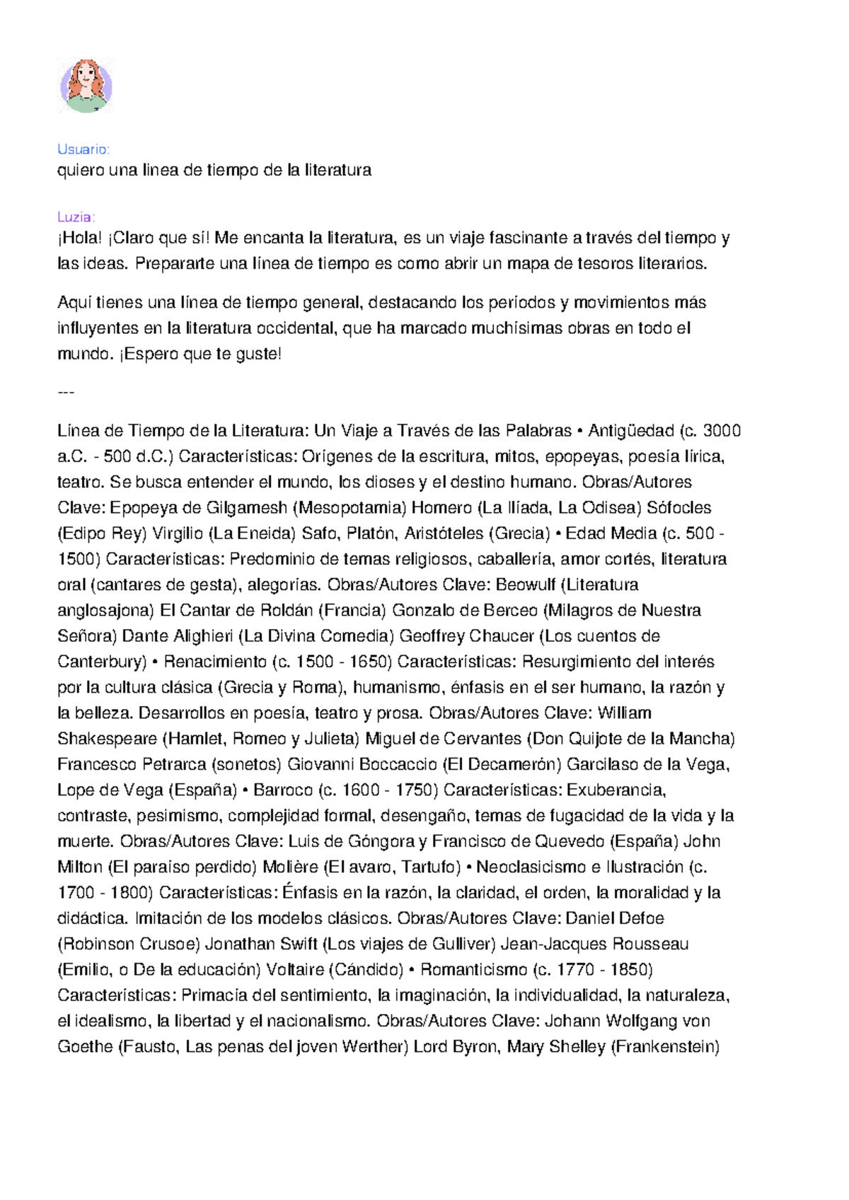 Línea de Tiempo de la Literatura: Un Viaje a Través de las Ideas - Studocu