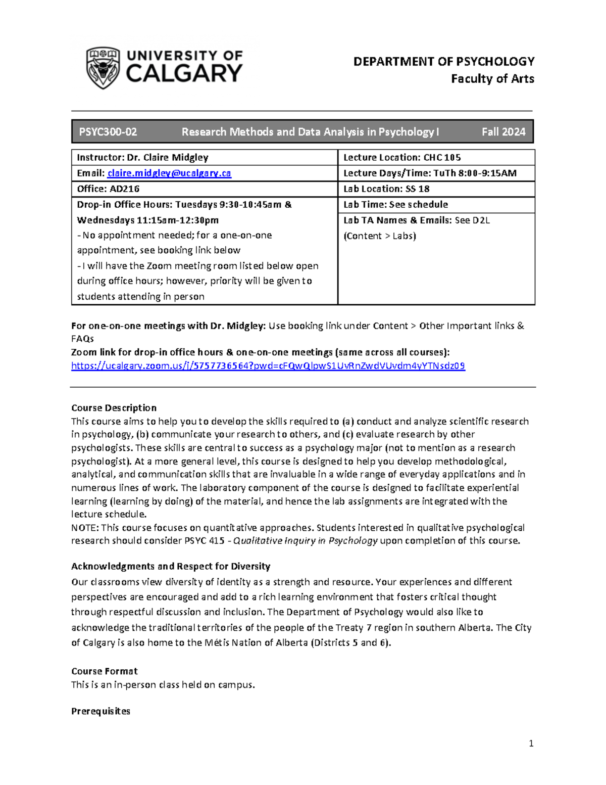 PSYC300 - Research Methods & Data Analysis Course Outline Fall 2024 ...