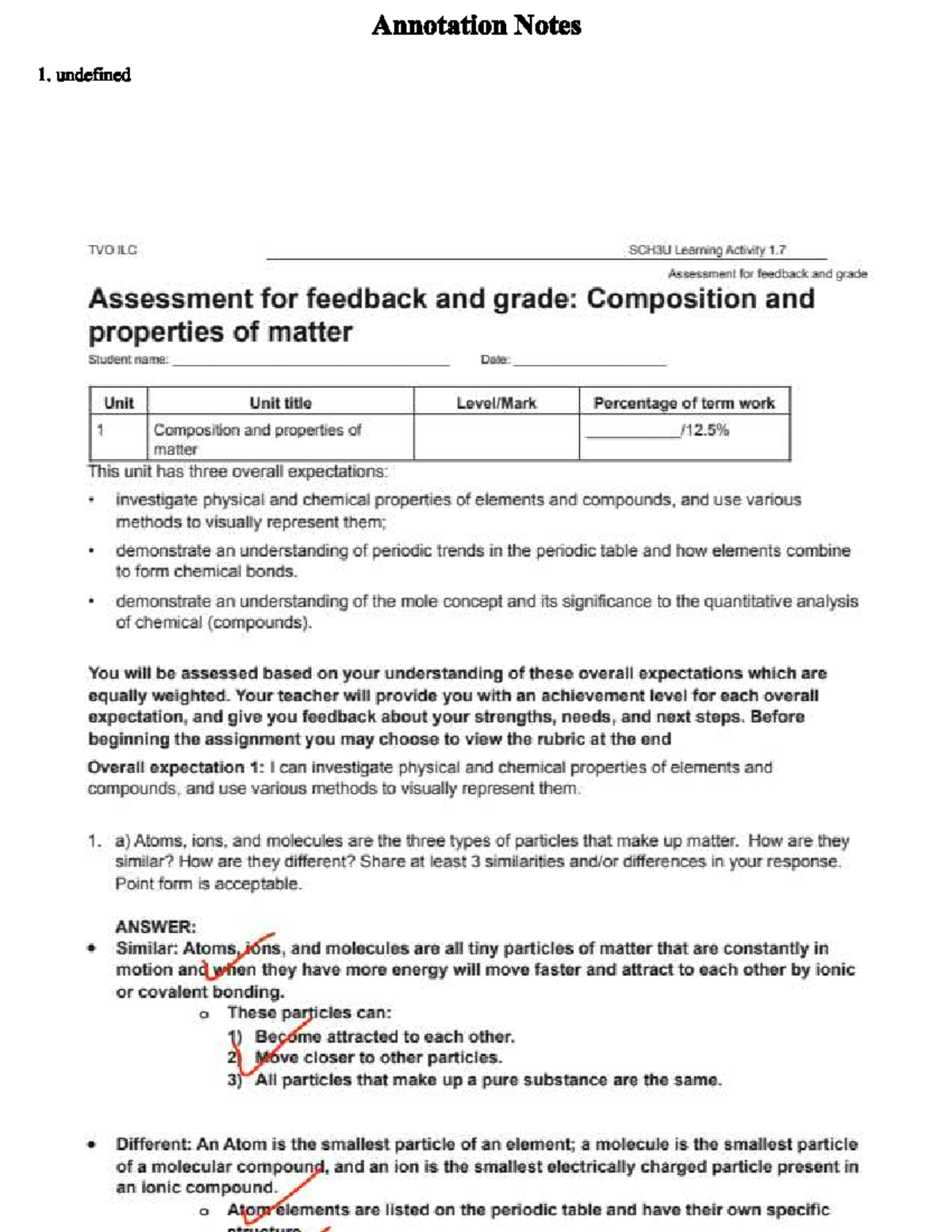 UNIT 1 Assessment for Grade 10: Key Concepts and Review - Studocu
