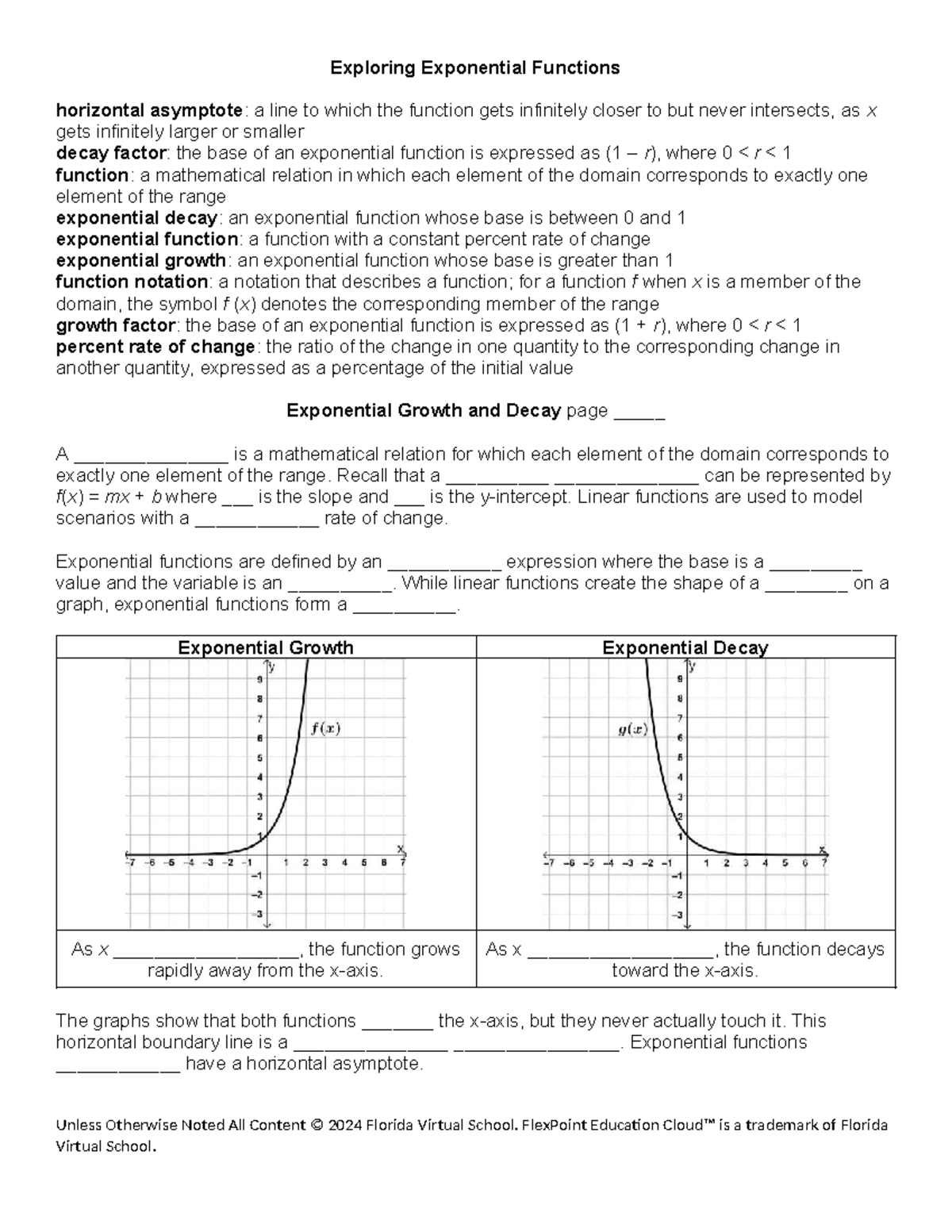 Exploring Exponential Functions: Growth, Decay, and Asymptotes (FLVS ...