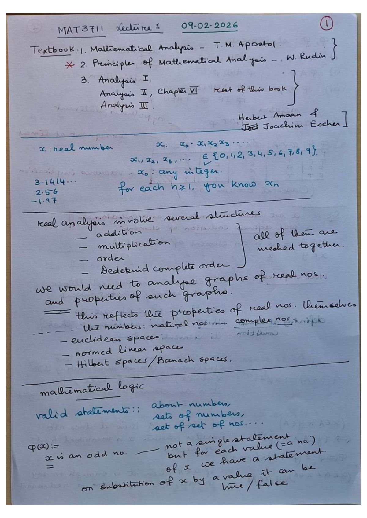 MAT3711 Lecture 1: Introduction to Real Analysis Concepts - Studocu