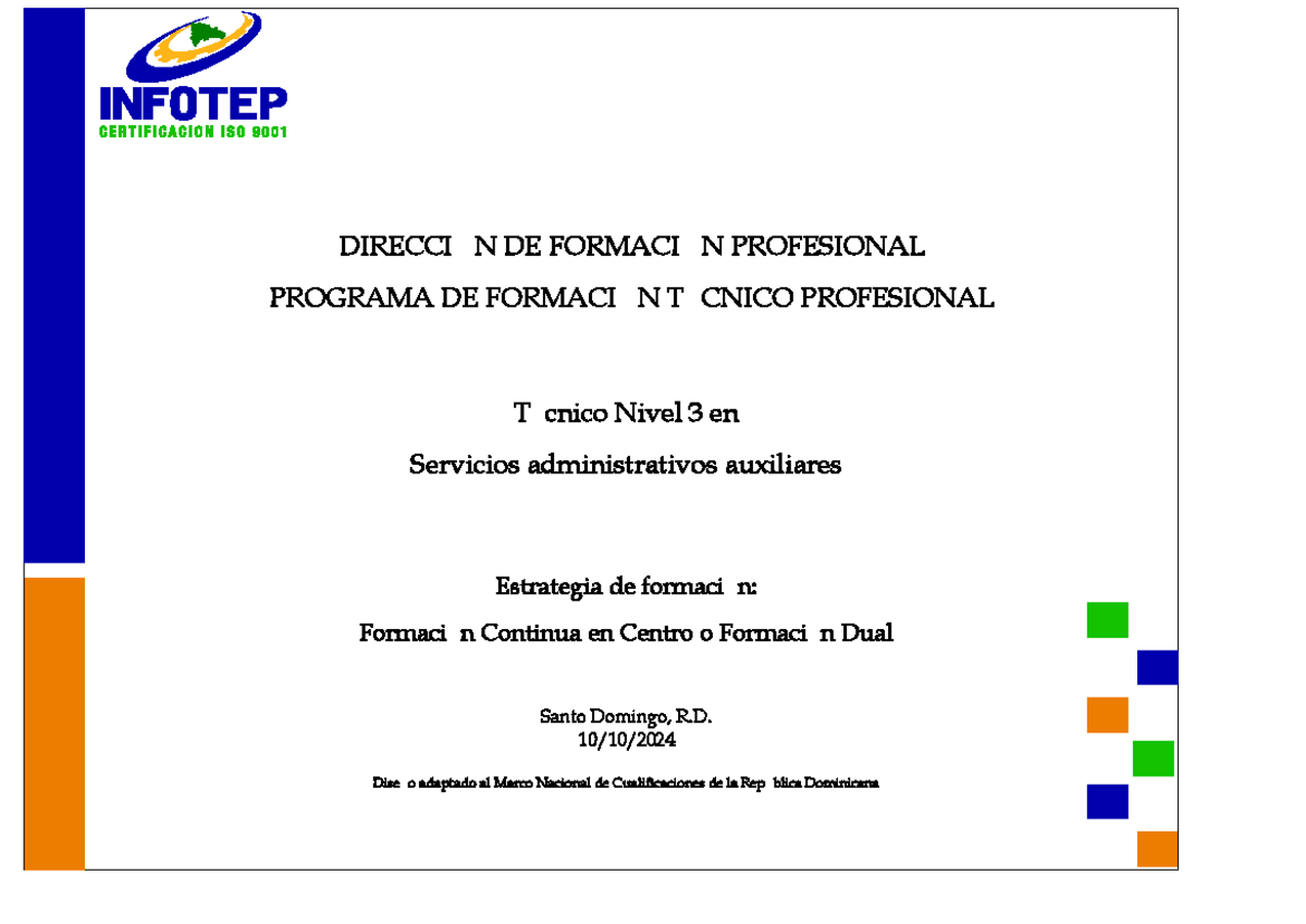 241010 AFYD 30832: Programa de Formación Técnico Nivel 3 en Servicios ...