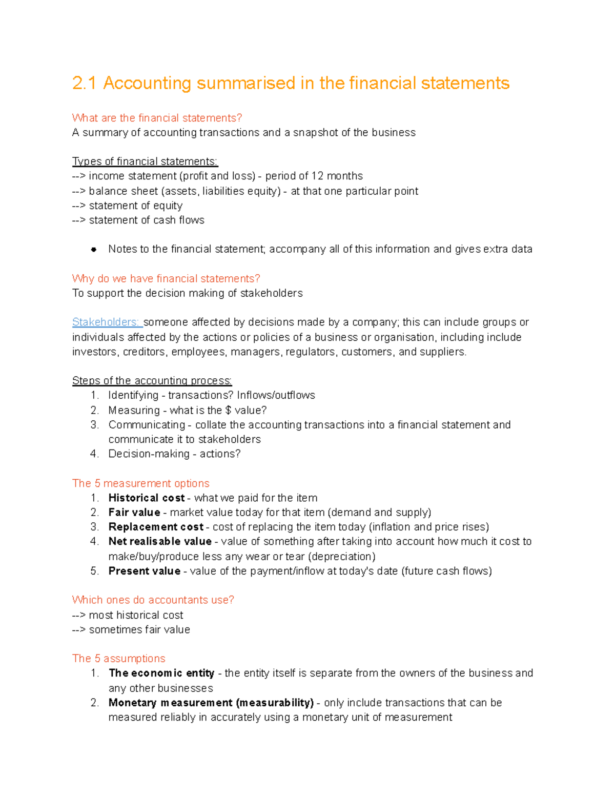 AAA Study Notes: Understanding Financial Statements and Accounting ...