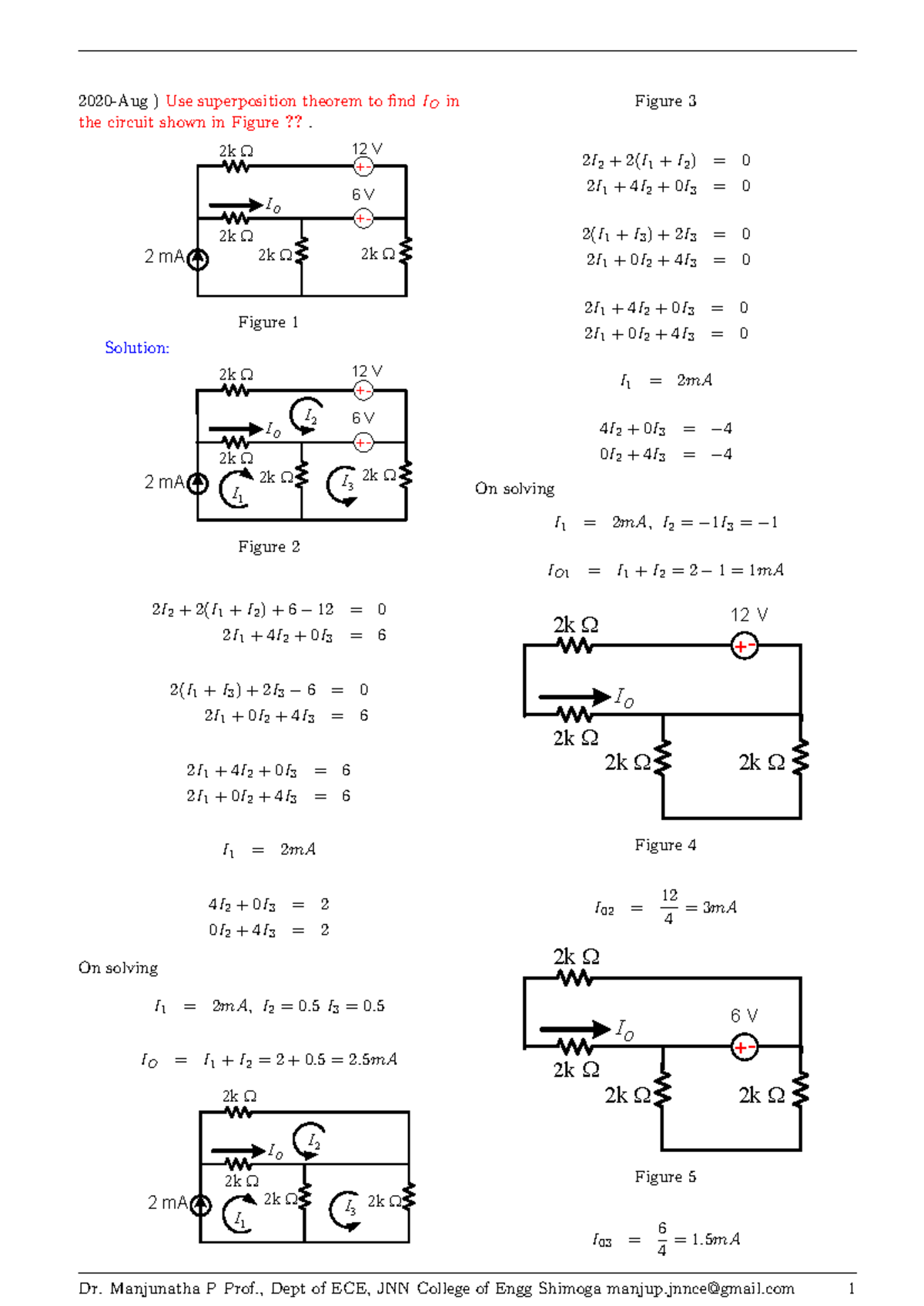 Superposition Theorem Analysis for Circuit Current IO (ECE 101) - Studocu
