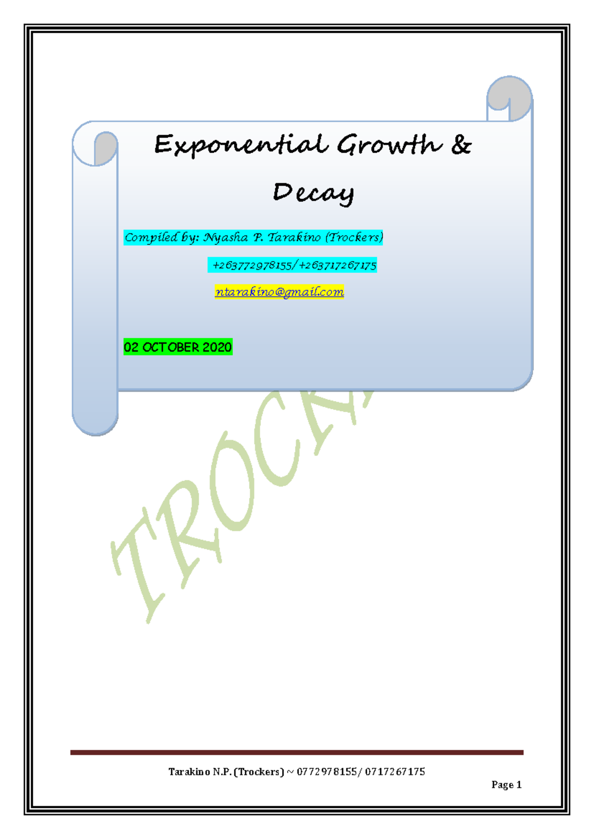 Exponential Growth & Decay Overview: Syllabus (6042) by Trockers - Studocu