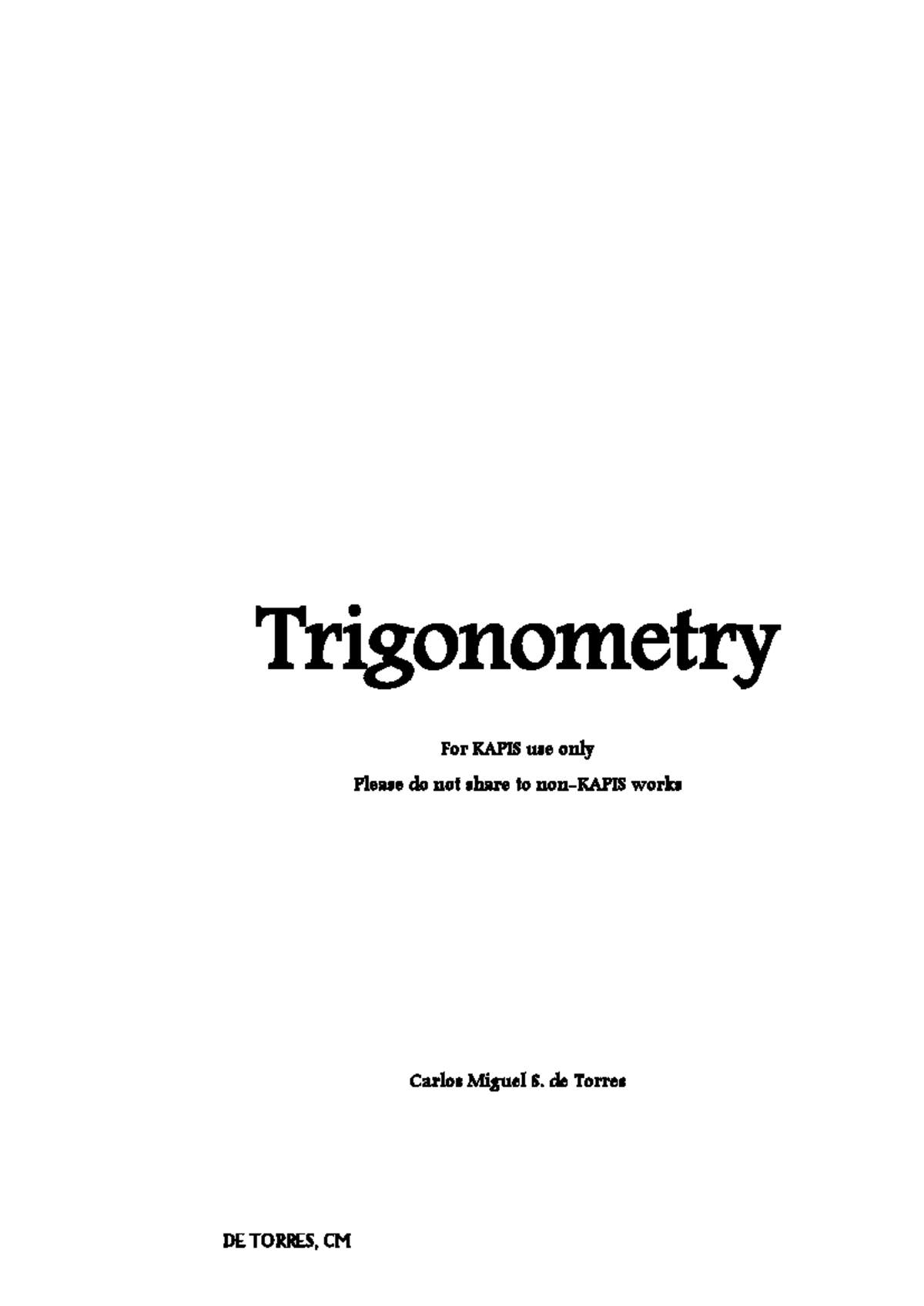 Trigonometry (for Kapis) - Trigonometry For KAPIS use only Please do ...