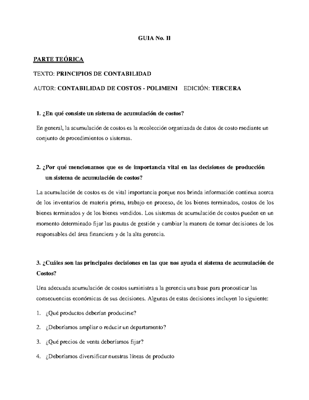 Guía II Parcial Contabilidad de Costos 2 - Studocu