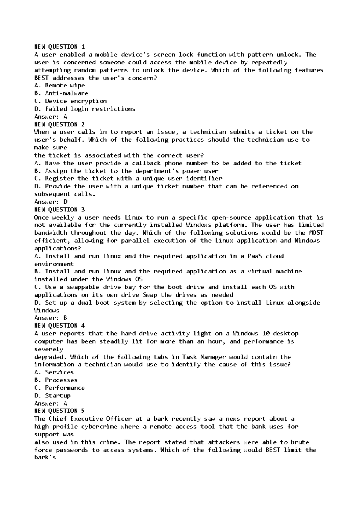 Comptia a+ 1101 - NEW QUESTION 1 A user enabled a mobile device's ...
