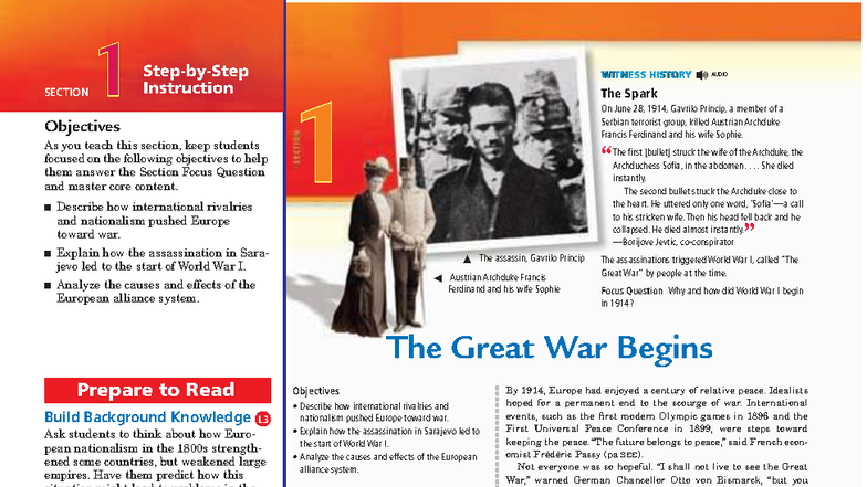 Chapter 26 Section 1: The Great War Begins - Causes of WWI - Studocu