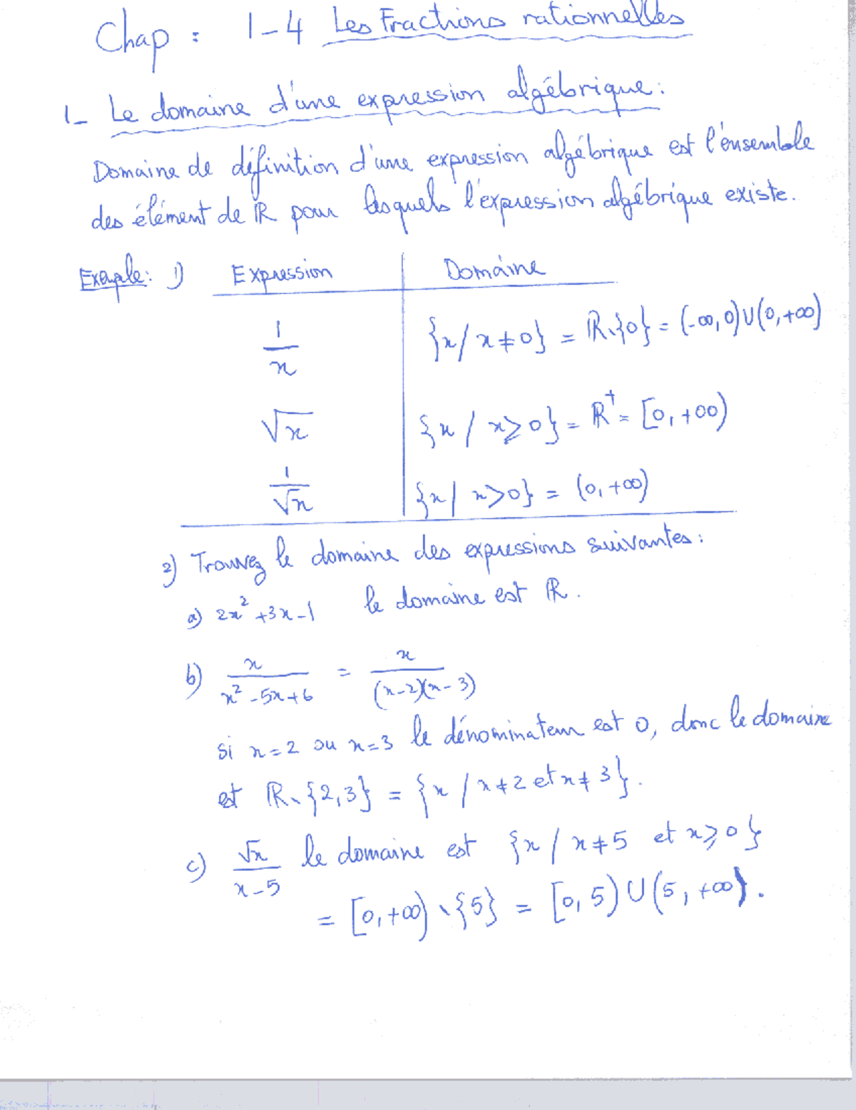 Chap 1 : Les Fractions Rationnelles et Domaines d'Expression - Studocu