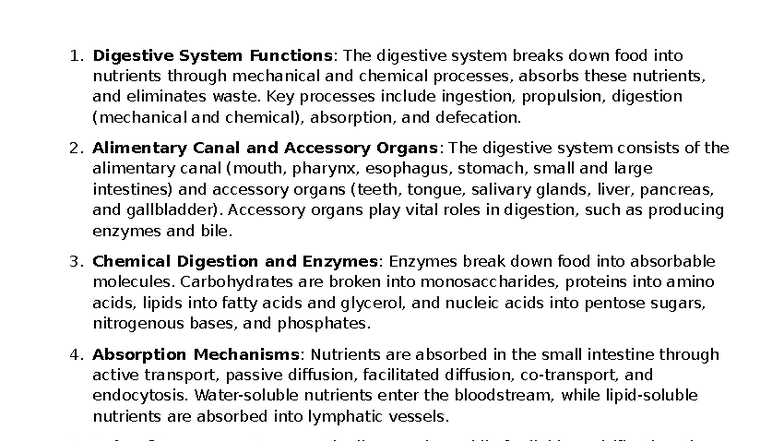Ch. 23 Digestive System Functions and Processes Overview - Studocu