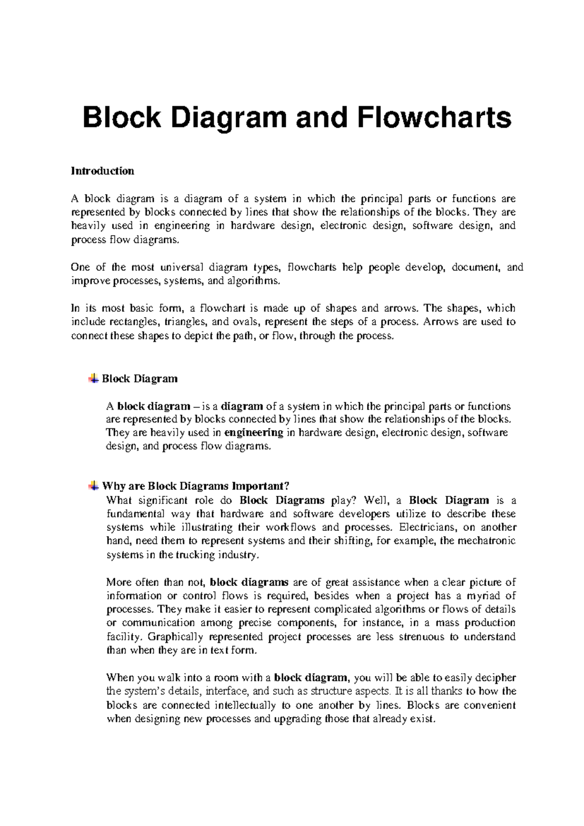 Block Diagram and Flowcharts - Block Diagram and Flowcharts ...