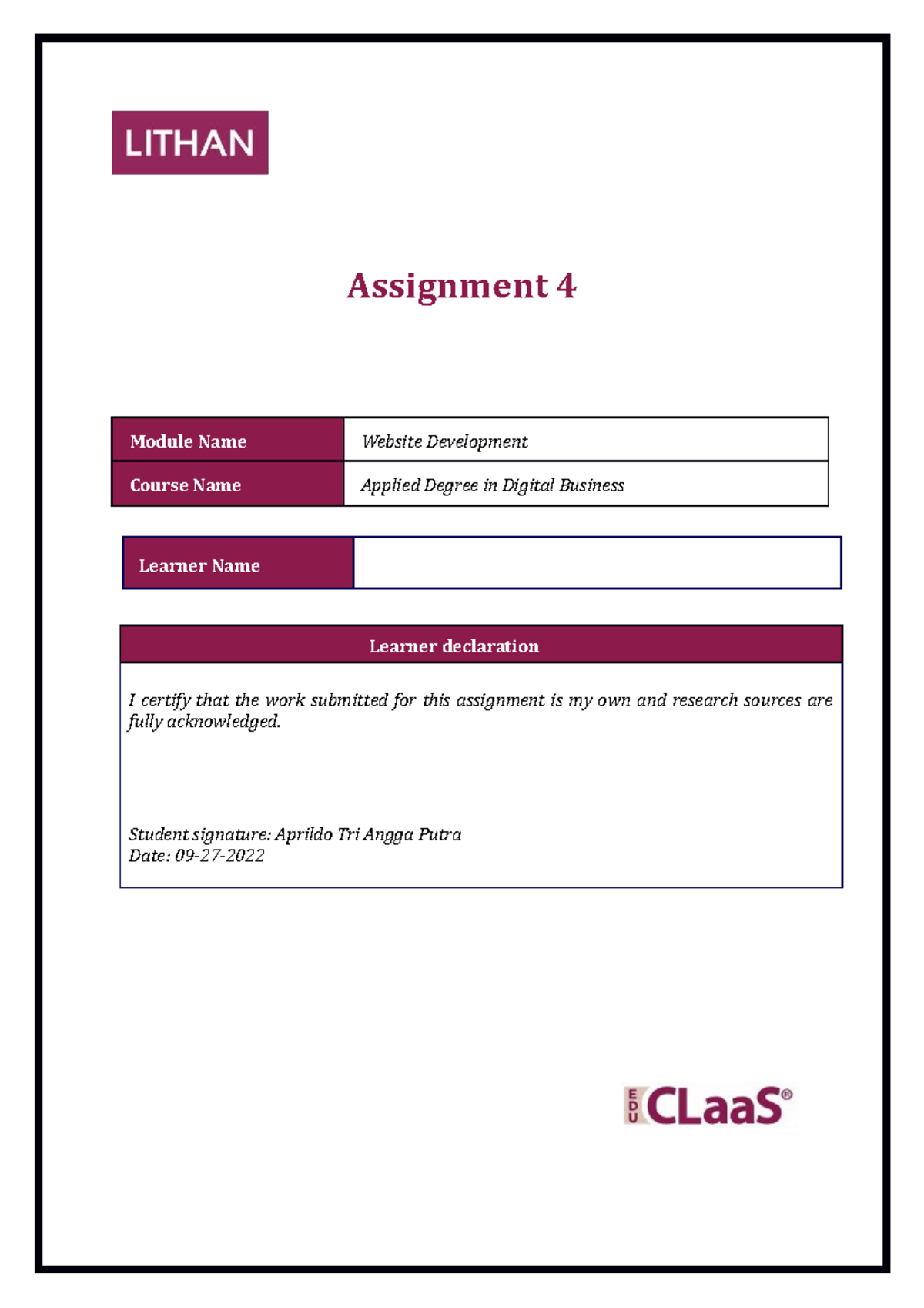 BBDB-0922-013 M1 Website Development Assignment 4: Wordpress Design ...