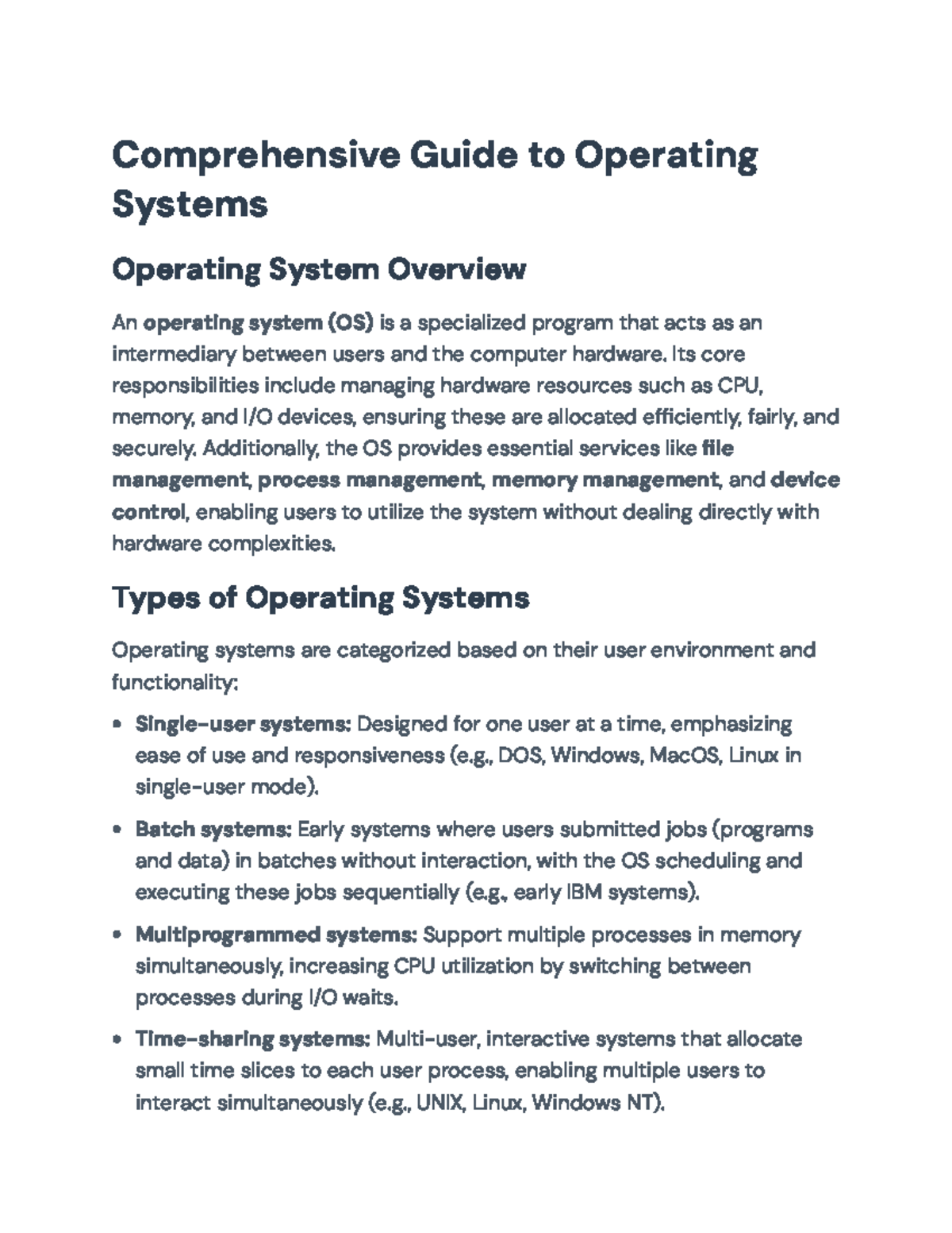 Comprehensive Guide to OS: Overview & Management Techniques - Studocu