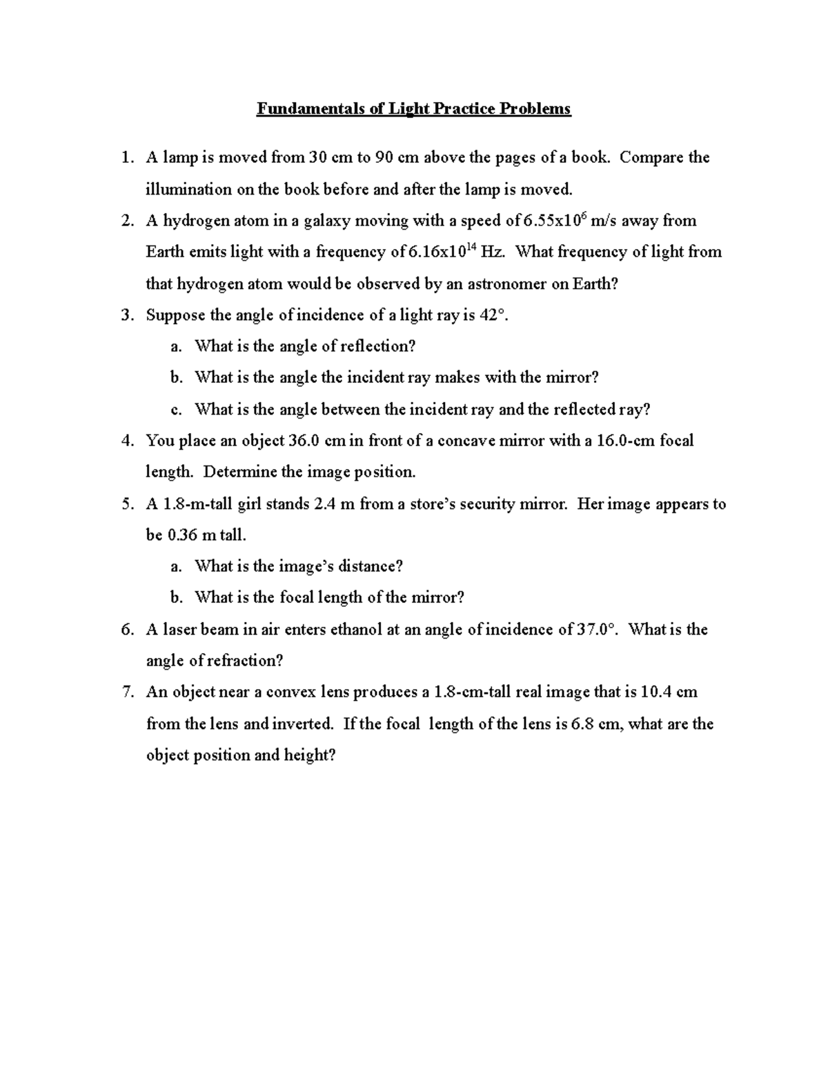 MATH 101 - Fundamentals of Light Practice Problems and Solutions - Studocu