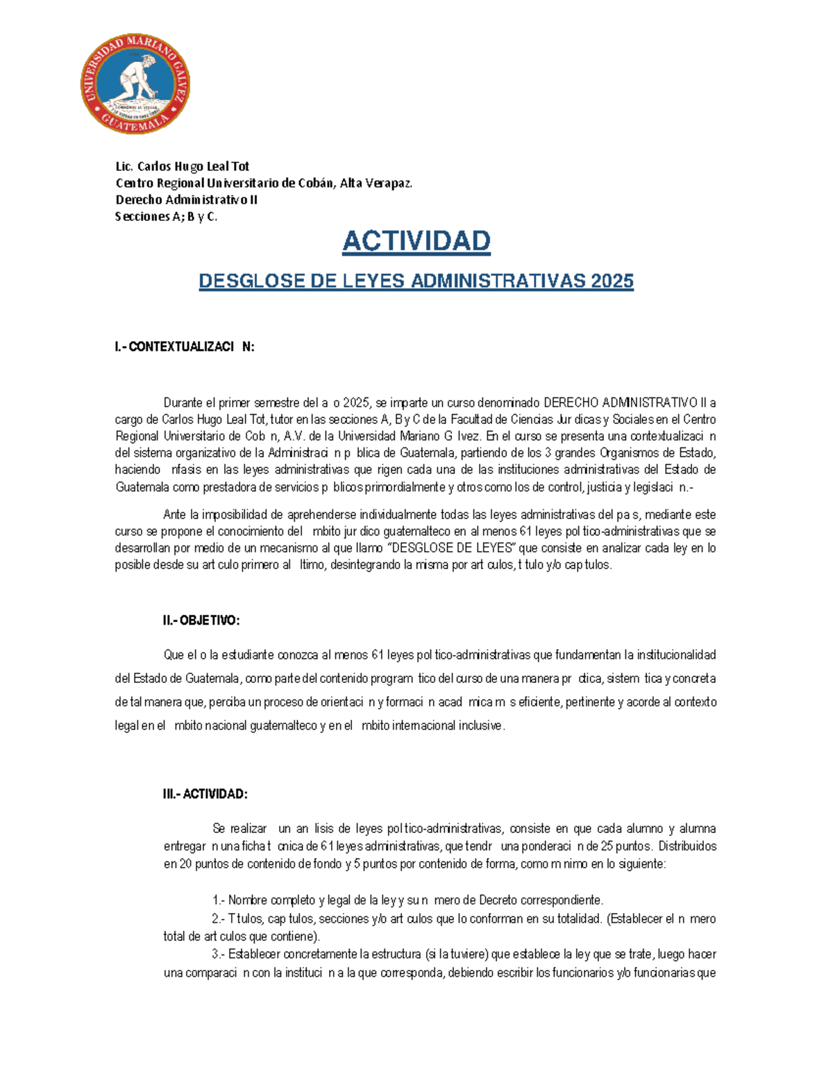 Desglose de Leyes Administrativas II - Derecho Administrativo 2025 - Document Preview