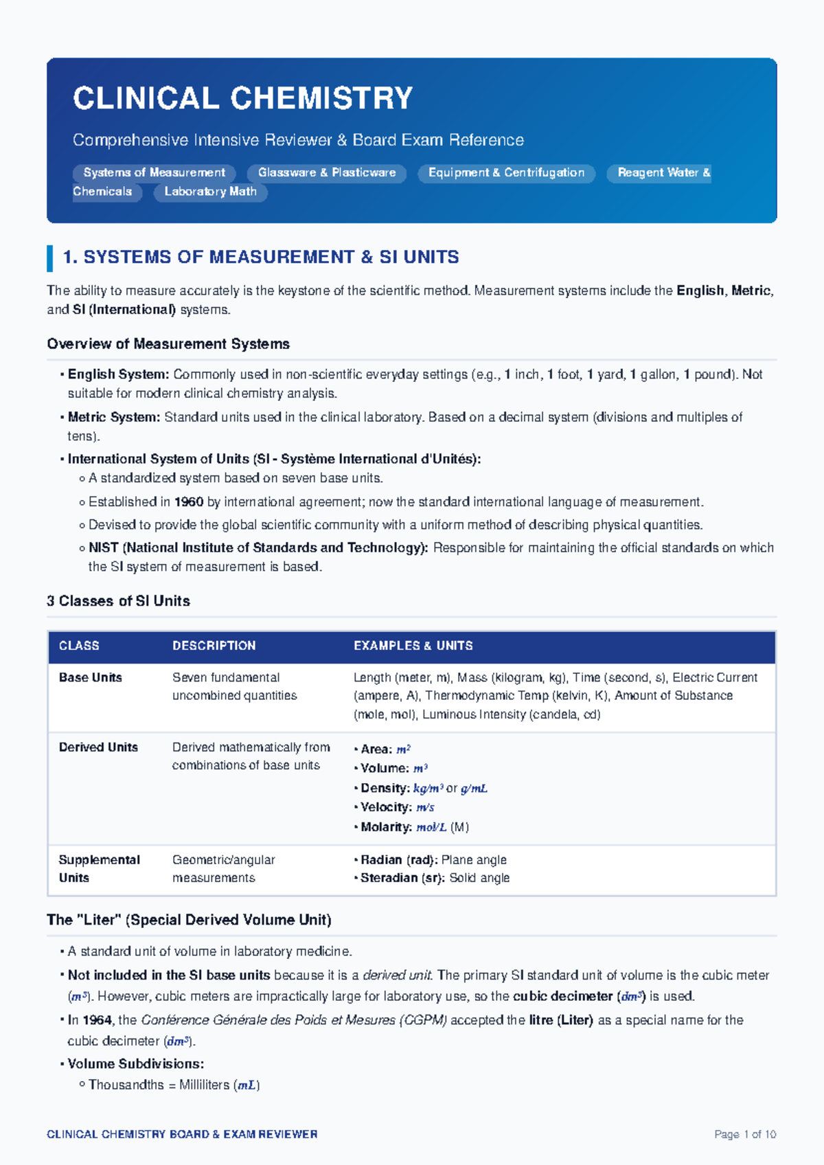 CC Clinical Chemistry Comprehensive Board Exam Reviewer - Studocu